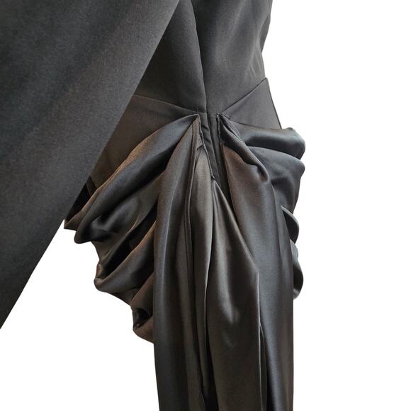 NWT Yris Black Maxi Deep Plunge Drape Dress Sz. Large - Picture 6 of 11